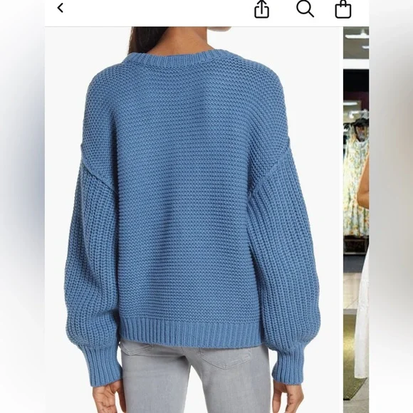 Free People Blue Cable Knit Dream Sweater - Picture 2 of 7